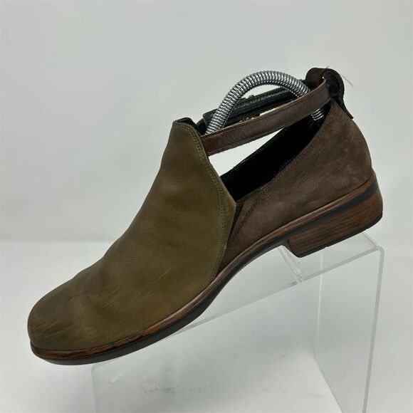 NAOT Kamsin Brown & Olive Green Leather Heeled Ankle Boots Size 41 Casual - Picture 3 of 14